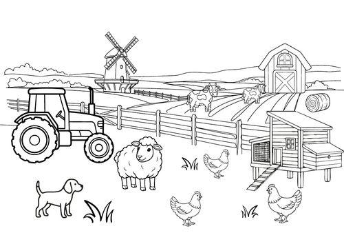 Farm Colouring Picture