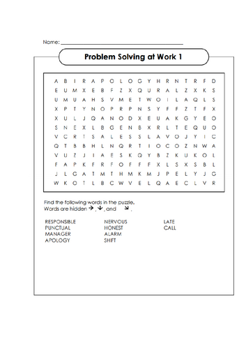 Wordsearch Problem Solving at Work 1 - Being Late