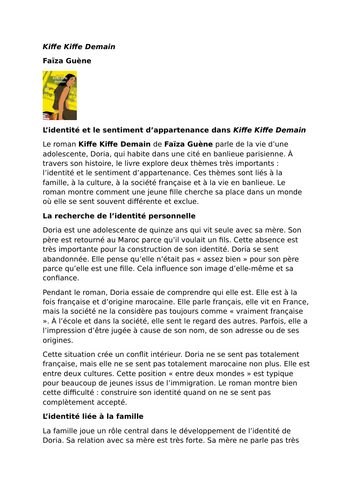Kiffe Kiffe Demain – Faïza Guène – Identity and Belonging