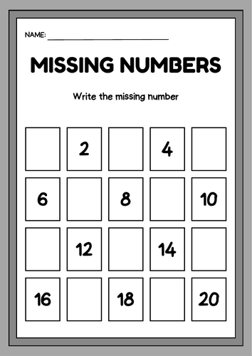 Fill in the Blanks: Missing Odd and Even Numbers 1–20