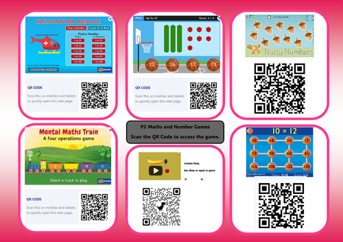 P2 First Level Maths Games QR Codes