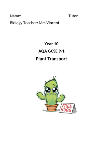 AQA GCSE Biology - B4 - Transport in Plants Workbook