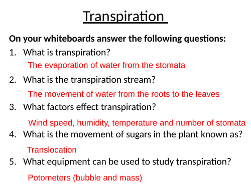 AQA GCSE Biology - B4 - Translocation