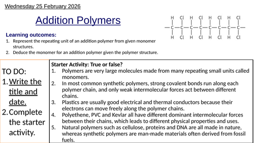 S2.4 Addition Polymers (IBDP Chemistry)