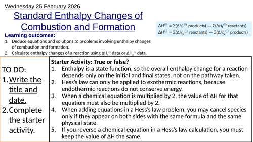 R1.2 Standard Enthalpy Changes of Combustion and Formation, HL (IBDP Chemistry)