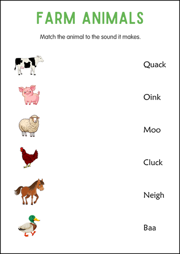 Printable Farm Animals Activities Worksheets for Grade 1, 2, 3