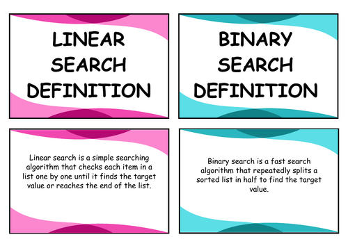 Searching Algorithm Flash Cards
