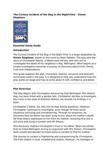 The Curious Incident of the Dog in the Night-Time – Simon Stephens – Essential GCSE Revision Guide