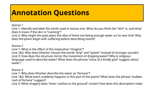Annotations for Blessing by Imtiaz Dharker