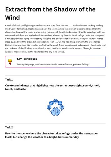 2 Fiction Extracts GCSE independent Study Booklet