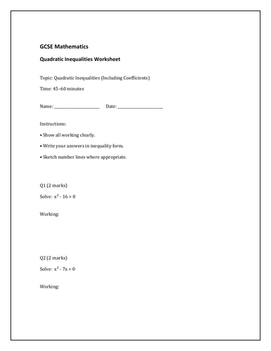 Quadratic Inequalities
