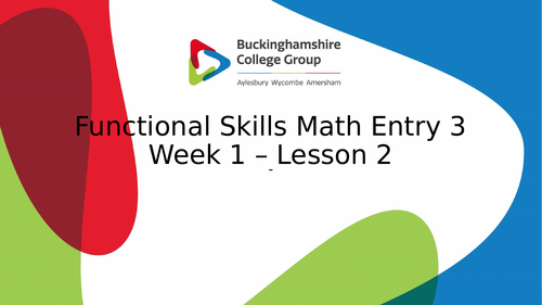 Maths Functional skills E1-3