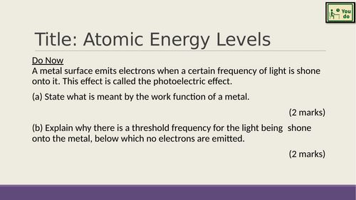 AQA A level Physics Quantum Phenomena Energy Levels