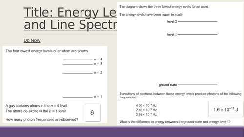 AQA A level Physics Quantum Phenomena Energy Levels and Line Spectra