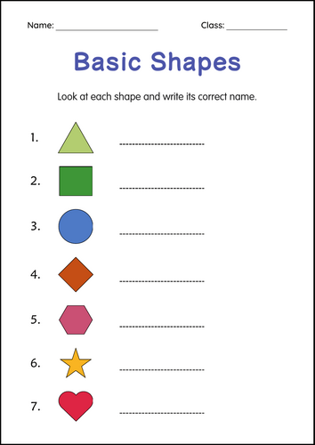Printable Basic Shapes Matching and Tracing Worksheets for Grade 1, 2, 3