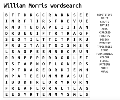 William Morris Wordsearch