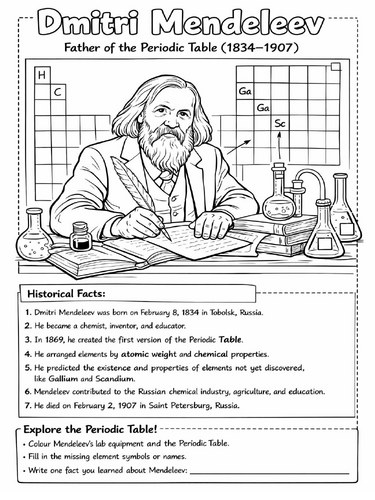 Dmitri Mendeleev coloring page