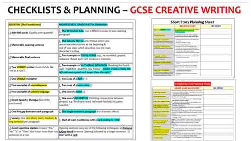 2026 CREATIVE WRITING CHECKLIST & PLANNING SHEETS (GCSE English Language)