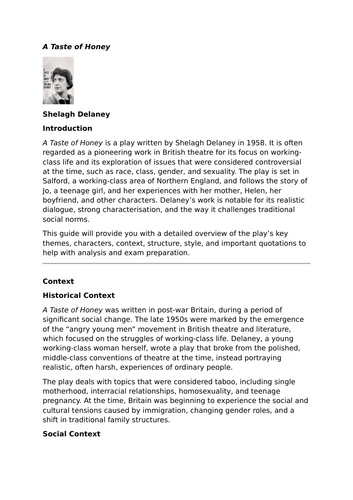 A Taste of Honey by Shelagh Delaney – Essential GCSE Revision Guide