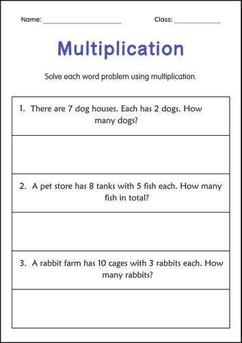 Division and Multiplication Word Problems Math Worksheets for Grade 2, 3, 4