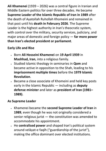 Ali Khamenei Overview