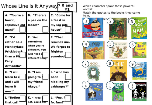 World Book Day Quiz - Whose Line is it Anyway?