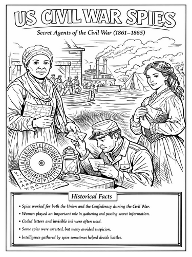 US Civil War Spies coloring page