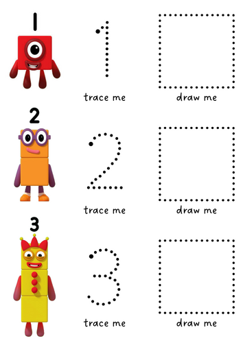 Numbers 1-9 Trace & Draw