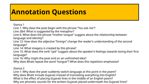 Annotations for Search for My Tongue
