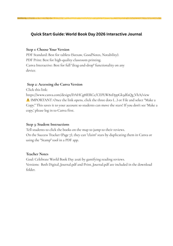 World Book Day 2026: Interactive Reading Journal