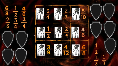 Maths Equivalent Fraction Game: War of the Worlds