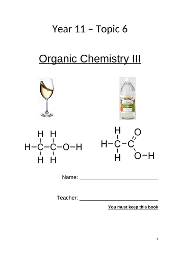 AQA GCSE Further Organic Chemistry Booklet and Model Answers