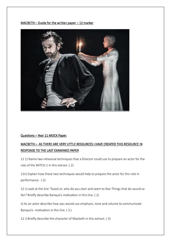MACBETH EDUQAS GCSE DRAMA COMPONENT THREE