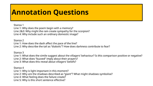 Annotations for Night of the Scorpion by Nissim Ezekiel