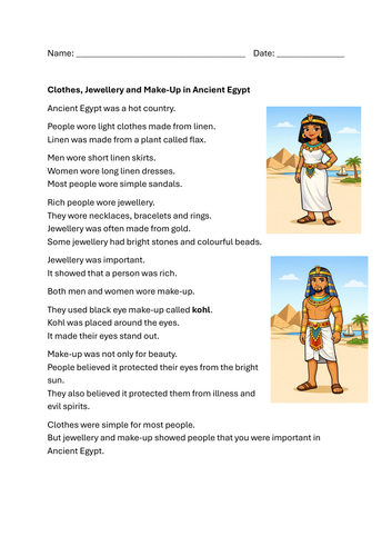 Clothes and Jewellery Ancient Egypt