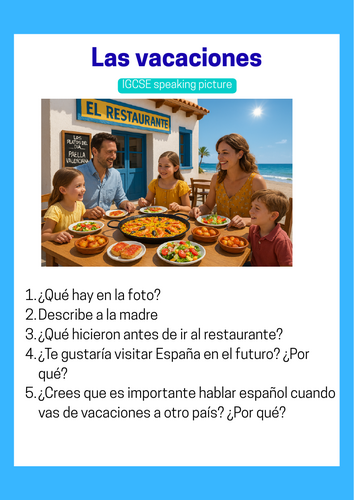 Las vacaciones IGCSE example photo
