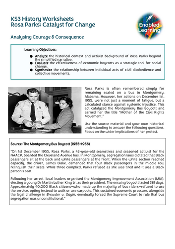 KS3 History - Rosa Parks and the Montgomery Bus Boycott