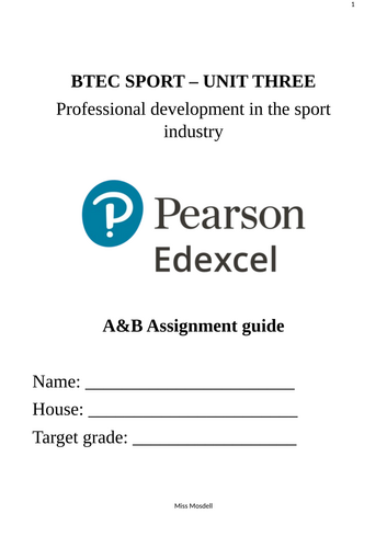 BTEC Sport Unit 3: Knowledge Organiser