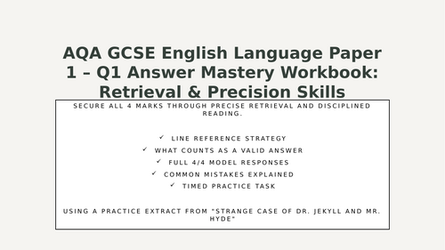 AQA GCSE English Language Paper 1 Q1 Answer Mastery Lessons (Retrieval Skills)