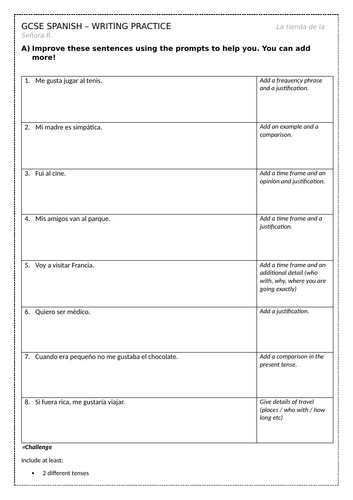 GCSE Spanish Higher Writing Revision (Grade 6–9)