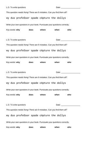 Y2 question SPaG starter activity