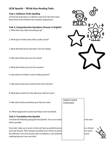 GCSE Spanish Celeb Culture reading