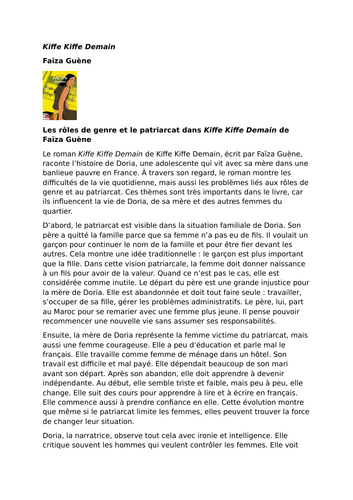 Kiffe Kiffe Demain – Faïza Guène – Gender Roles and Patriarchy