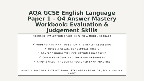 AQA GCSE English Language Paper 1 Q4 Answer Mastery Workbook (Evaluation Skills)
