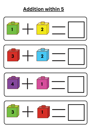 Addition Within 5 and 10 Worksheets Using Multilink Cubes