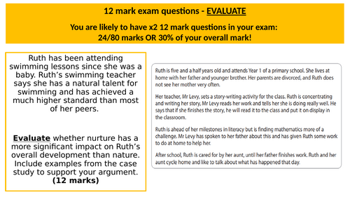 AAQ Early Childhood Development Unit 1 9 & 12 mark practice and support
