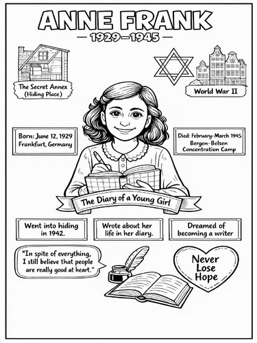 Anne Frank Coloring Picture