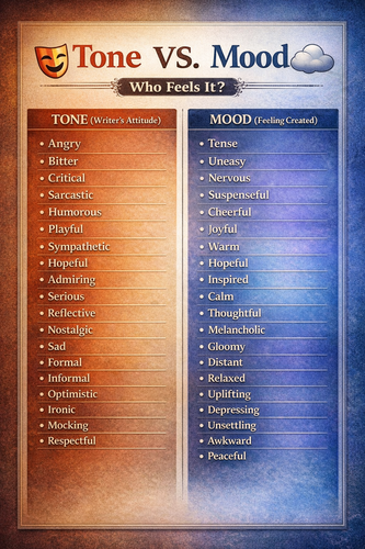 Tone vs Mood Poster - English Classroom Infographic