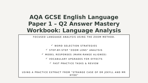 AQA GCSE English Language Paper 1 Q2 Answer Mastery Lessons (Language Analysis Skills)