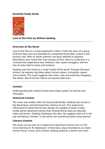 Lord of the Flies by William Golding – Essential GCSE Revision Guide